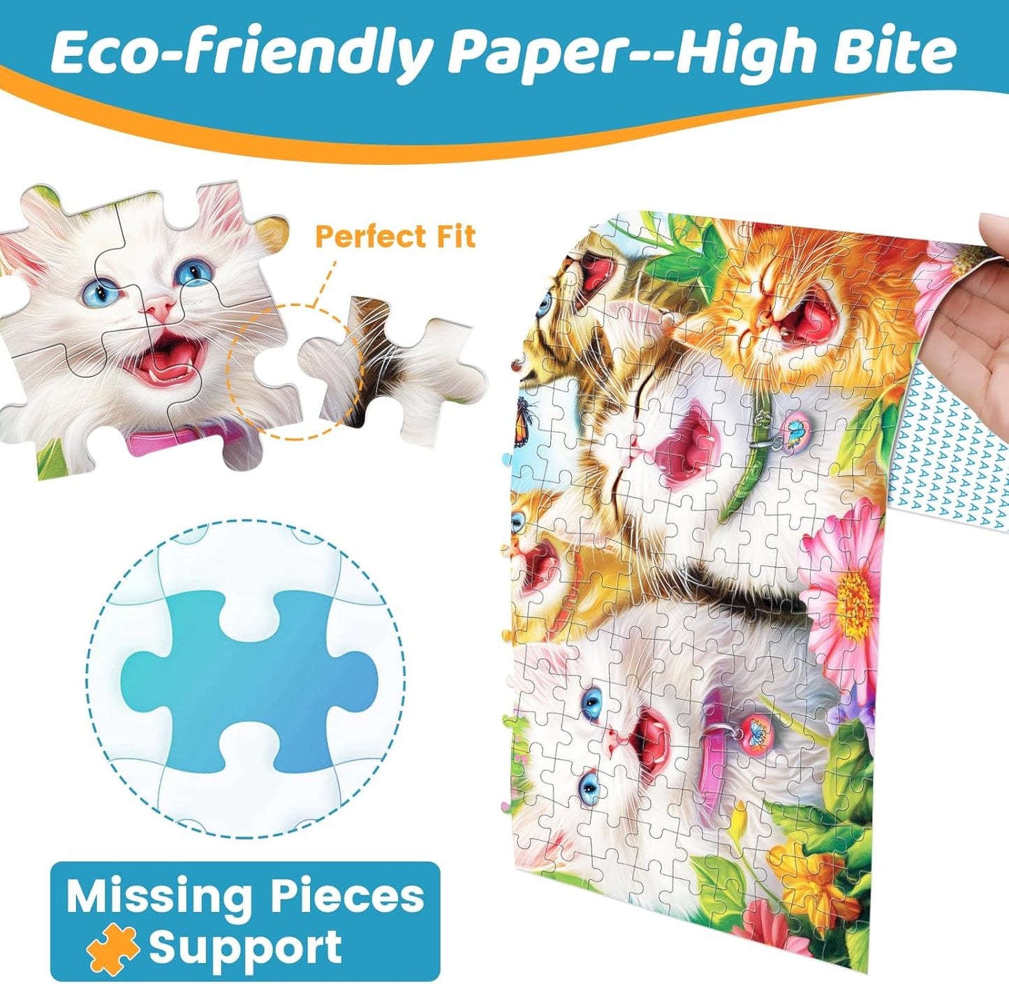 500 Piece Puzzles for Adults, Cat Family Dinner Large Piece Jigsaw Puzzle for Adults Seniors,Recycled Cardboard Puzzle 500 Piece,Family Activity Great Gift for Family Friends 20.5 * 15 in