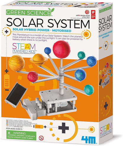 4M: Green Science: Solar System - DIY Motorized Rotating Planetarium Model, Solar & Battery Hybrid Power, STEM Building & Activity Set, Kids Ages 5+