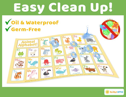 Bright Seed Disposable Placemats for Baby, Toddlers and Kids, Animals ABC & Numbers, 40 Disposable Baby mats for Restaurant, Dining Table & Travel, Learning Placemats for Kids, Toddler Travel