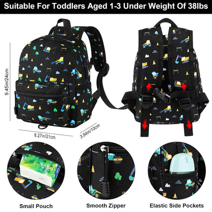 Accmor Toddler Backpack Leash, Mini Child Backpack with Anti Lost Wrist Link, Cute Kids Backpack Leash Walking Harness for Outdoor Travel, Small Excavator Backpack Tether for Baby Boys Girls Ages 1-3