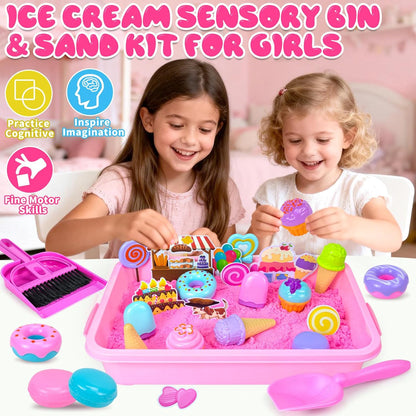 Bloolilies Sensory Bin, 59 Pcs Farm Sensory Sand Box Kits with Sandbox & Farm Animals & Tractor Playset, Play Sand Art Kit Magic Sand Toys for Boys Girls Toddlers Birthday Gift for Kids