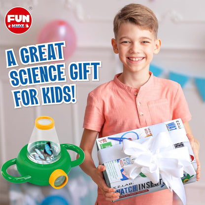 Science Kid Bug Catcher Kit, FunKidz Outdoor Activities Gift Butterfly Bug Habitat with Magnified Viewer Bug Catching Kit for Boys 3-12 Includes Net Catcher, Tweezers, Record Lists