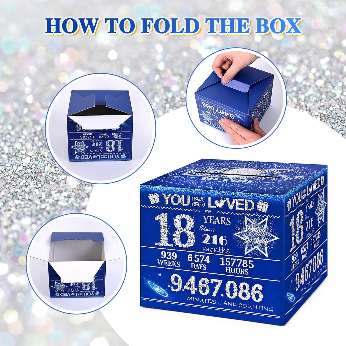 10 Happy Birthday Money Box for Cash Gift, 10th Birthday Decorations for Boys and Girls, Gifts for 10 Year Old Boy, Boy Gift Ideas, Cool Things for Teen -Blue with 100PCS Bags