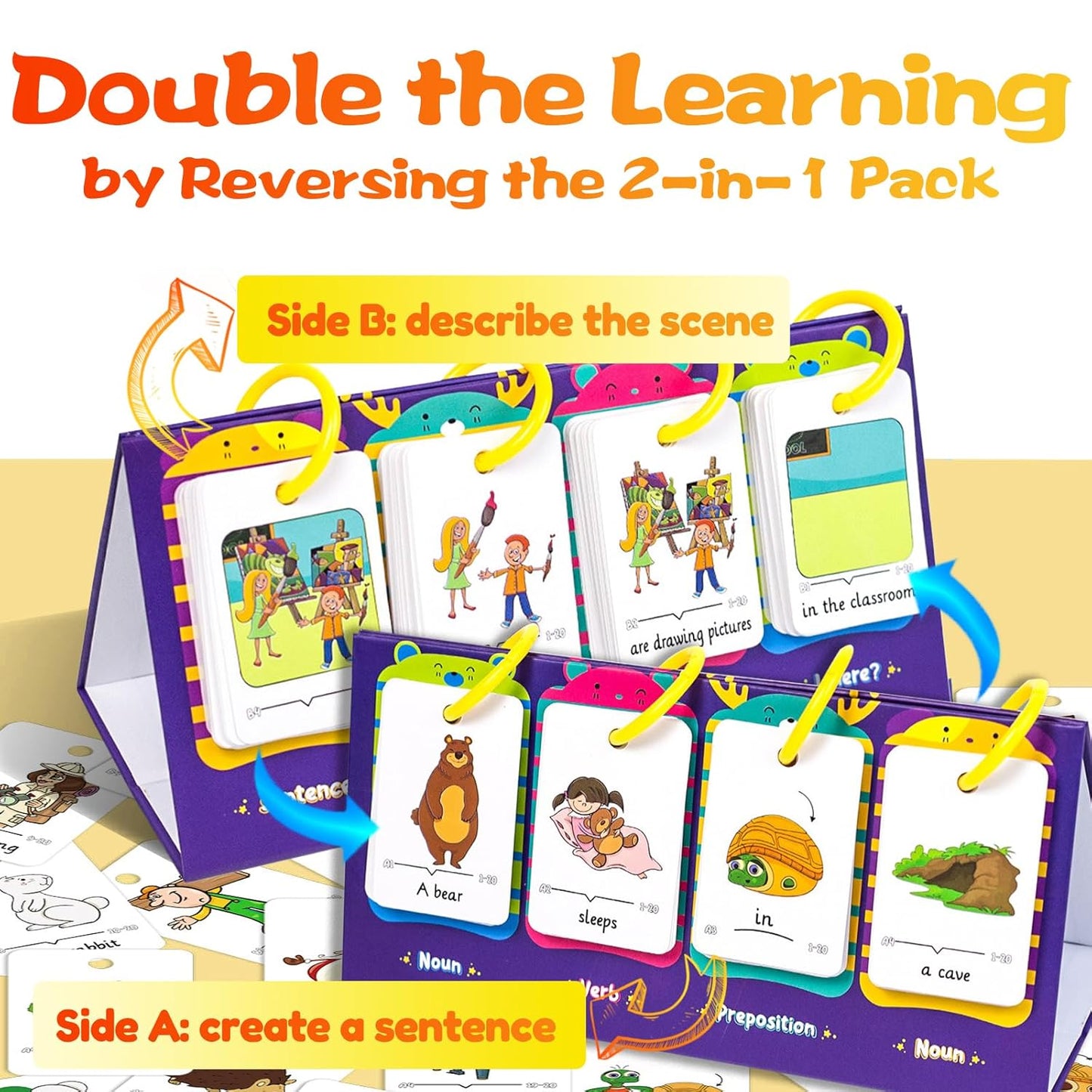 Flipping Calendar Set for Kids 3-10 - Learning Pocket Chart, Sentence Building Flash Cards, Kids Puzzle Games for Homeschool Classroom, Educational Gifts for Boys Girls (Sentence Building)