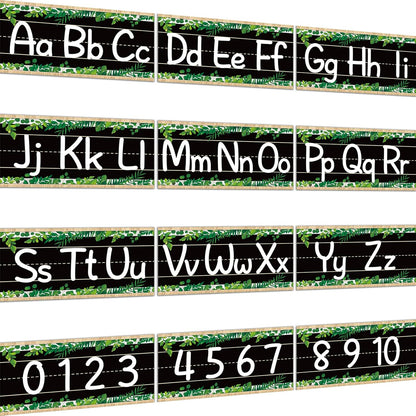 gisgfim 12 Pieces Alphabet Bulletin Board Strips Set Boho Rainbow Alphabet Line ABC Alphabet Banner & Number Border Posters for Preschool Kindergarten Classroom Playroom Bedroom (Boho)