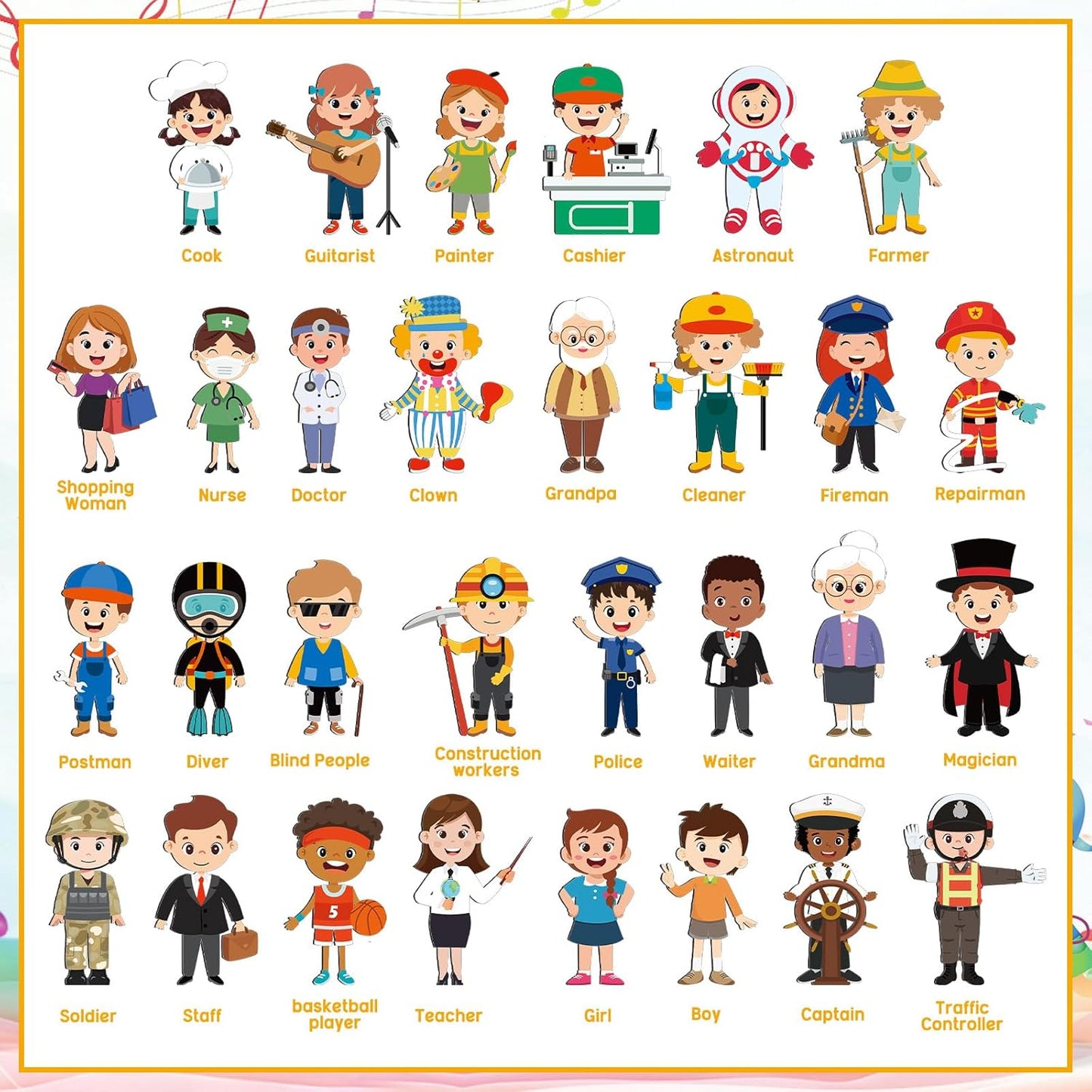 Civaner 3 Set Wooden Puzzle for Toddlers Kids 30 Pcs Wooden Community Helpers Toys People Figures Occupations Interchangeable Dress up Peg Puzzles Educational Social Learning Supplies for Boys Girls