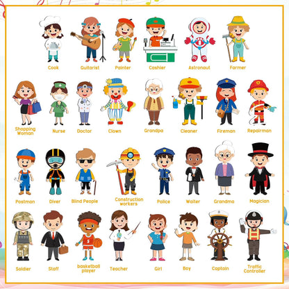 Civaner 3 Set Wooden Puzzle for Toddlers Kids 30 Pcs Wooden Community Helpers Toys People Figures Occupations Interchangeable Dress up Peg Puzzles Educational Social Learning Supplies for Boys Girls