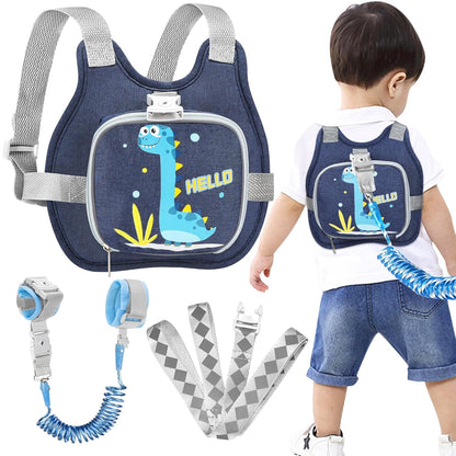 Accmor Toddler Harness Leash + Reflective Anti Lost Wrist Link, Cute Car Kids Back Pack with Hand Strap Collapsible Child Walking Restraint Belt Tether Hold Baby Boys Close for Outdoor Travel