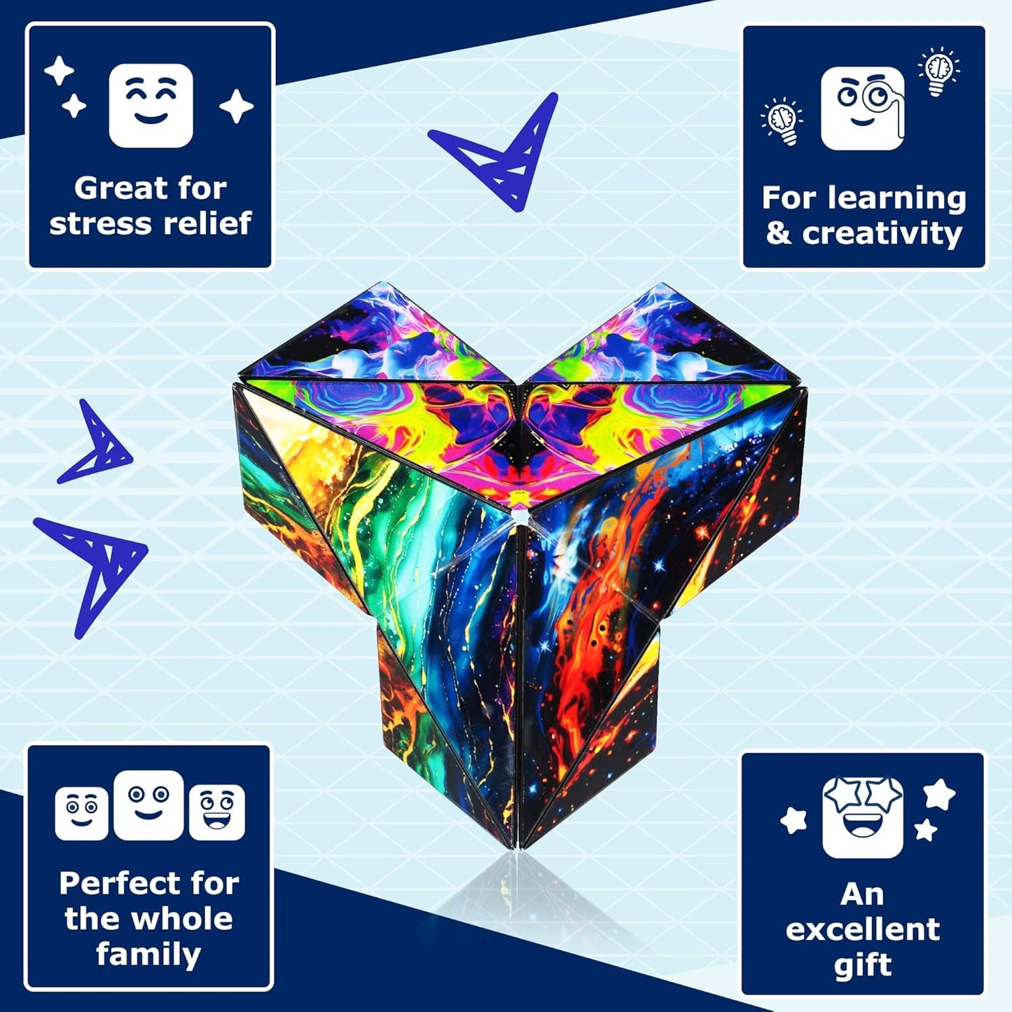 Shashibo Octa Shape Shifting Box - STEM Fidget Toy with Ultra Strong Magnets, Perfect Sensory Gift for Kids, Teens, and Adults – Pairs w/All Shashibo Cubes (Infinity)