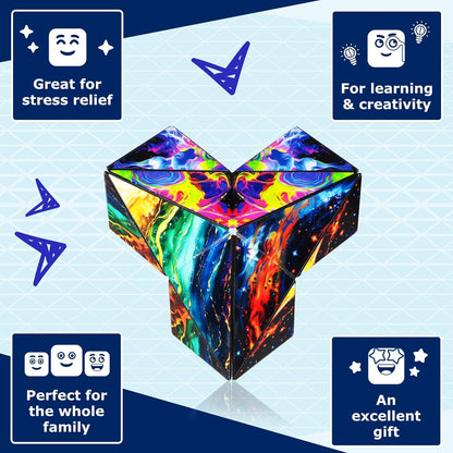 Shashibo Octa Shape Shifting Box - STEM Fidget Toy with Ultra Strong Magnets, Perfect Sensory Gift for Kids, Teens, and Adults – Pairs w/All Shashibo Cubes (Infinity)