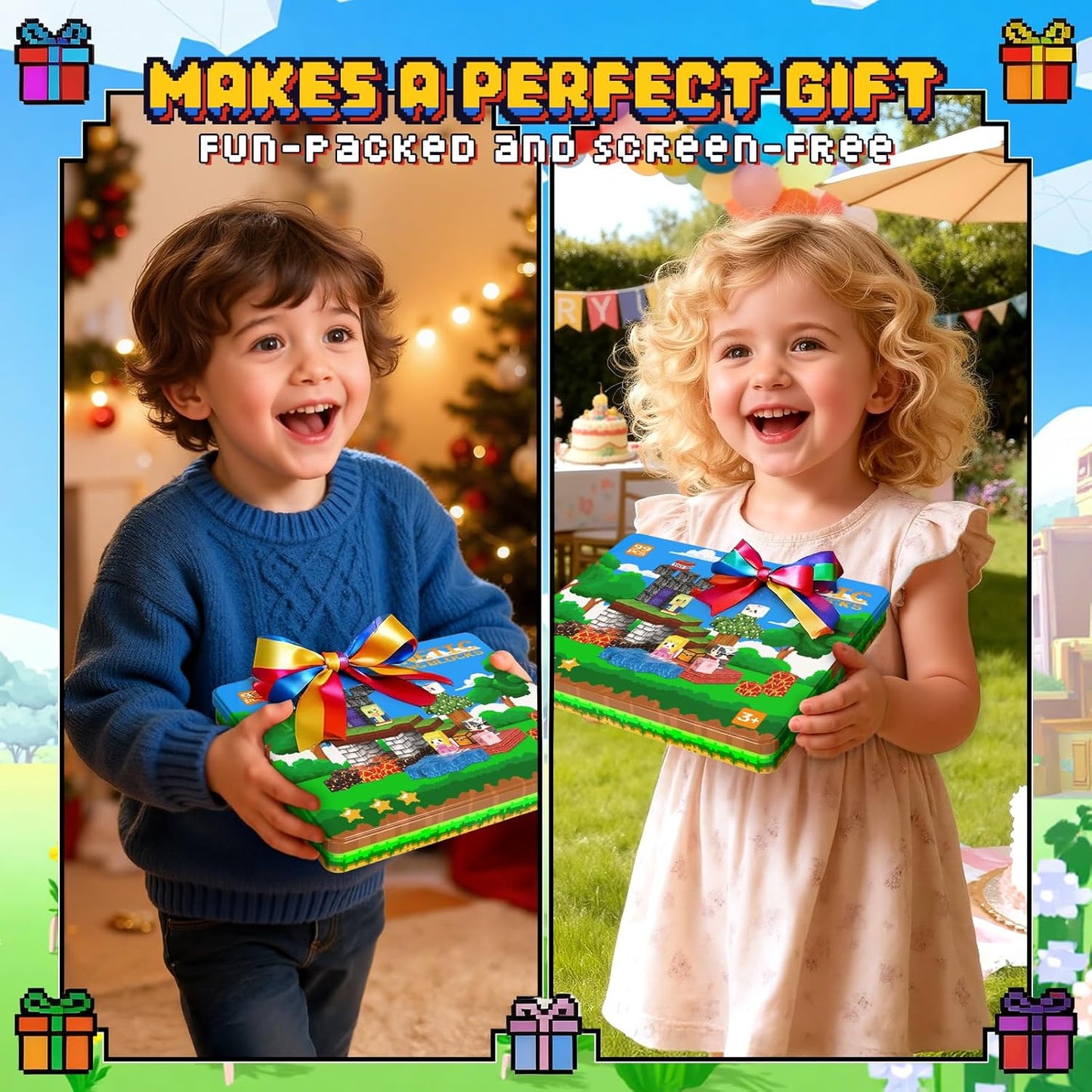 99PCS Magnetic Blocks Travel Toys, Magnet Building Blocks with Portable Metal Box, Mini Construction Travel Magnetic Tiles for Toddlers Boys Age 3-5 4-8 8-12, STEM Sensory Outdoor Travel Toys Gifts