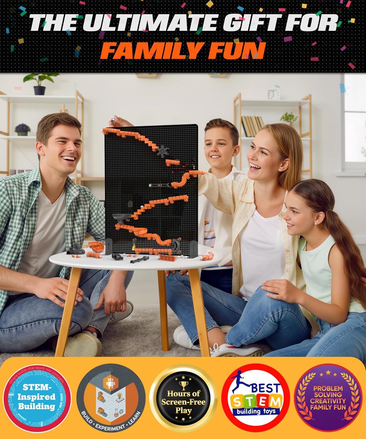 Precision Marble Run - 125 Piece STEM Building Set - Educational Learning Science Toys Kits for Kids Ages 5+ Adults - 3D Marble Maze Construction Game, Christmas Birthday Gifts for Boys, STEM Project