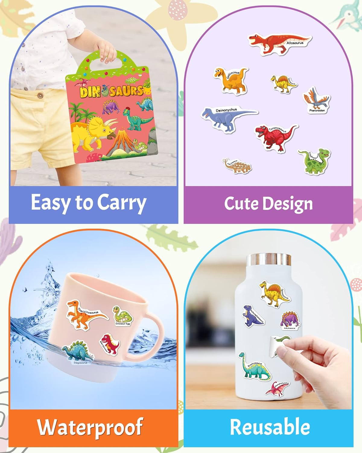 Benresive Reusable Sticker Books for Toddlers, Fun Travel Stickers for Kids, Toddler Sticker Book, Crafts Activities for Toddlers, 3 and Up Birthady Gifts - Vehicle