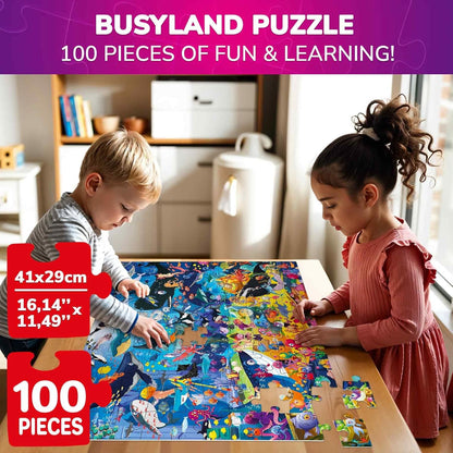 QUOKKA 100 Piece Puzzles for Kids Ages 4-6 – Floor Kids Puzzles Ages 6-8 Year Old – Toy for Learning Forest Animals for 8-10 yo – Jigsaw Toddler Game for Boy and Girl 3-5