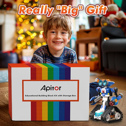 Apitor STEM Robot Toy 6-in-1 Robot Building Kit for Boys Age 8-12, APP Remote Control STEM Coding Toys, Educational Robotics Gifts for Boys Girls Kids Ages 7 8 9 10 11 12 (480 Pieces)