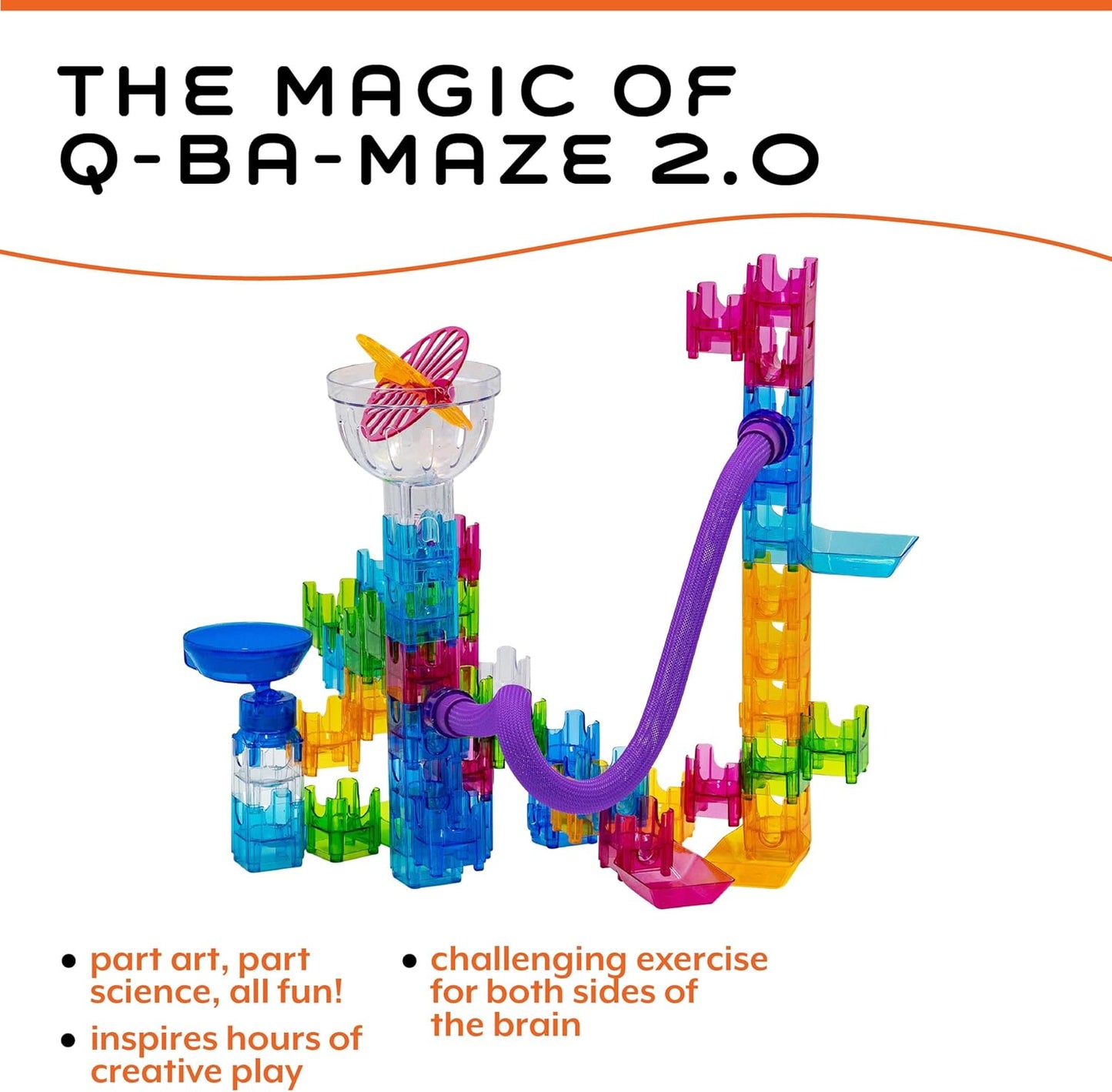 MindWare Q-BA-Maze Action Stunt Set The Next Generation Marble Maze Kids Toys - STEM Marble Run - Recommended for Ages 6+ - Educational Gift for Boys and Girls