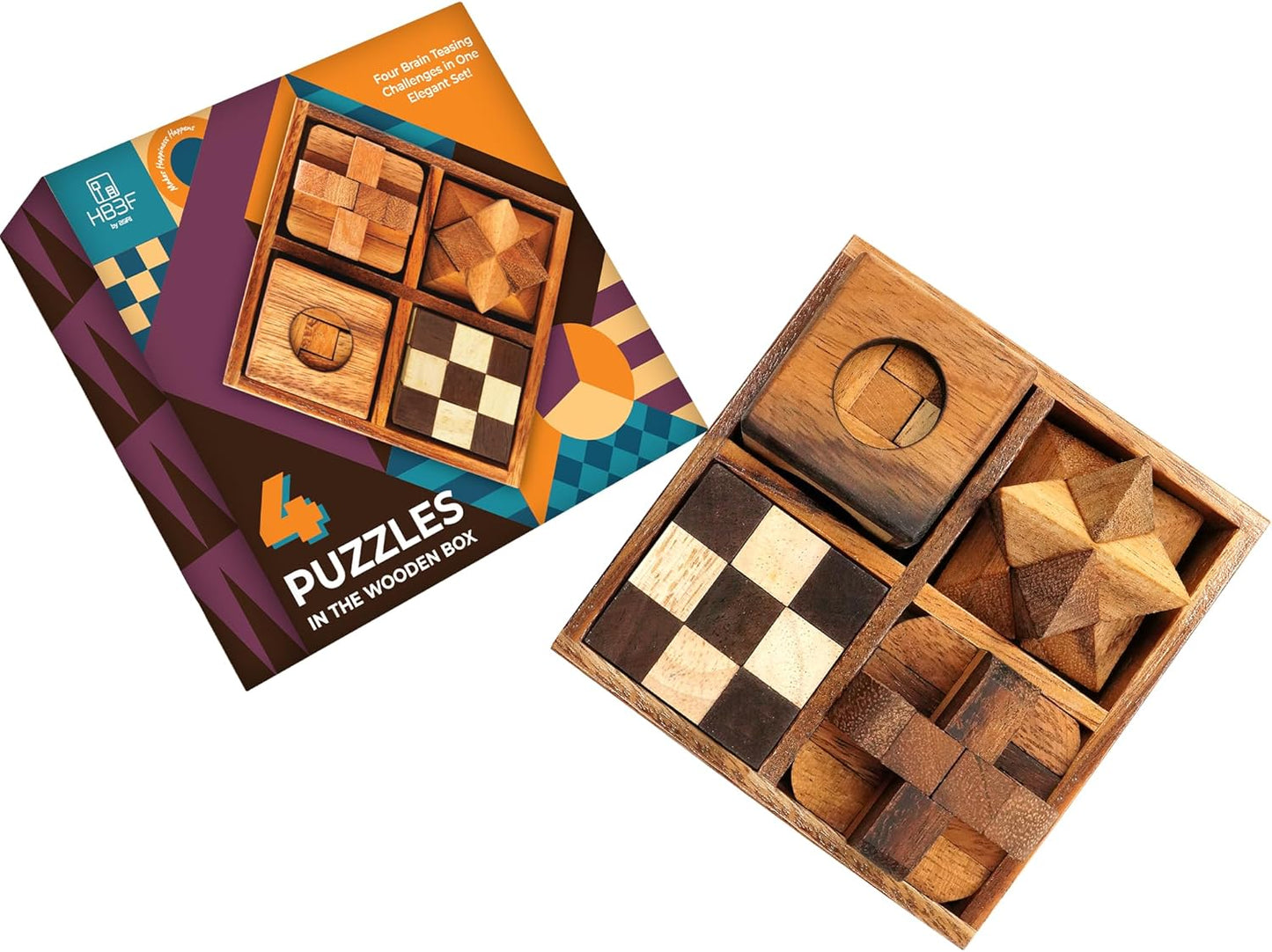 BSIRI 16 in 1 Wooden Brain Teaser Puzzles for Adults and Teens or Kids Interlocking 3D Mini Wood Mind Games Hand Puzzle Teasers Set Toys Coffee Table Games Gift