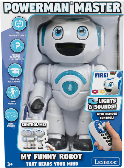 LEXiBOOK, Powerman Neo, My Robot Full of Technology, Remote Control and Gesture Control, Educational Activities in English, Programmable, Music and Dance, Sound and Light Effects, Blue/White, ROB18EN