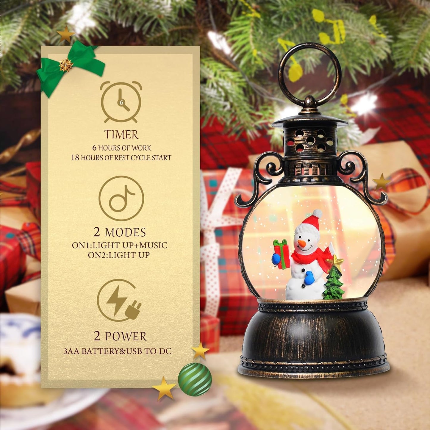 Large Christmas Snow Globes, 13.8" Cardinal Musical Snow Globe 8 Songs 6H Timer Music Box Dual Power Snowglobes for Kids Adults Red Truck Christmas Lantern Lighted Christmas Decor Indoor Gifts