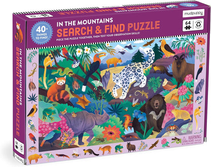 Mudpuppy Rainforest — 64 Piece Search & Find Puzzle Jigsaw Puzzle Featuring Diverse and Exotic Rainforest Animals and Over 40 Hidden Images to Find for Ages 4+