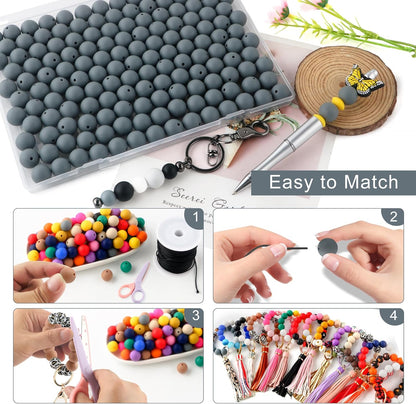 65Pcs 19mm Silicone Beads for Keychain Making Bracelet Necklace, Bulk Round Silicone Beads for Pens（Christmas Green） - Colors A