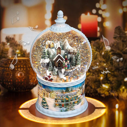 Christmas Lantern Snow Globe, Lighted Musical Snowman Lantern with Swirling Glitter, 10.5'' Christmas Snowing Lantern, USB & Battery Operated with Timer, Vintage Holiday Tabletop Decor