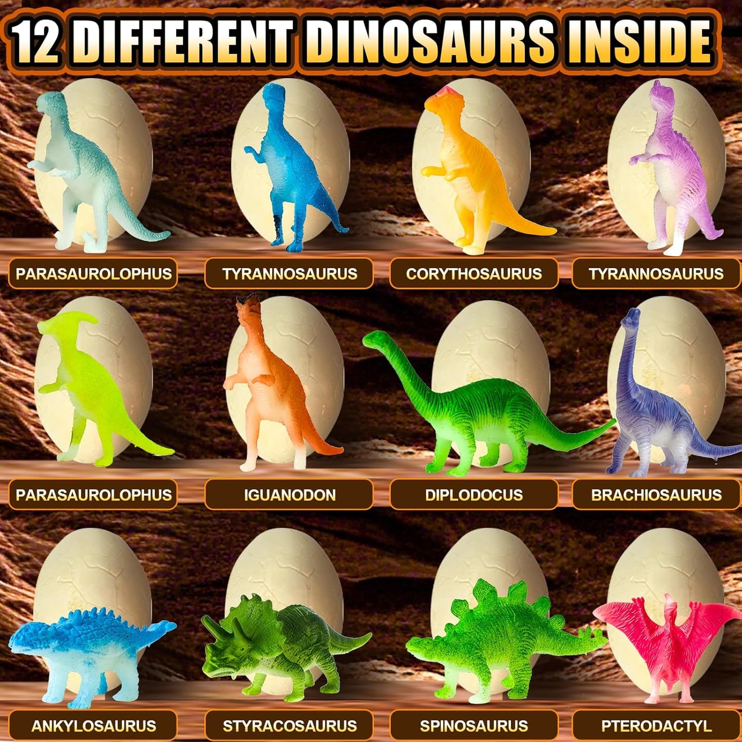Dinosaur Eggs Toys Dig Kit, 12 Dino Eggs, Dinosaur Toy for Kids, Science STEM Dinosaur Eggs for Birthday and Easter Gift, Easter Basket Stuffers, for Boys Girls Age 3+