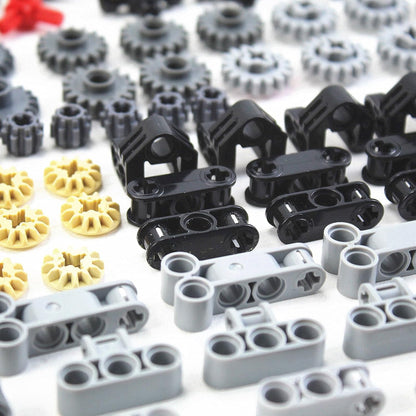 496 Pcs Technical Parts Building Blocks Gears Axle Pin Connector Compatible with Major Brand Toy Technical Cam Worm Cogs Gears Steering Parts Differential Engine Kit MOC Pieces for Replacement