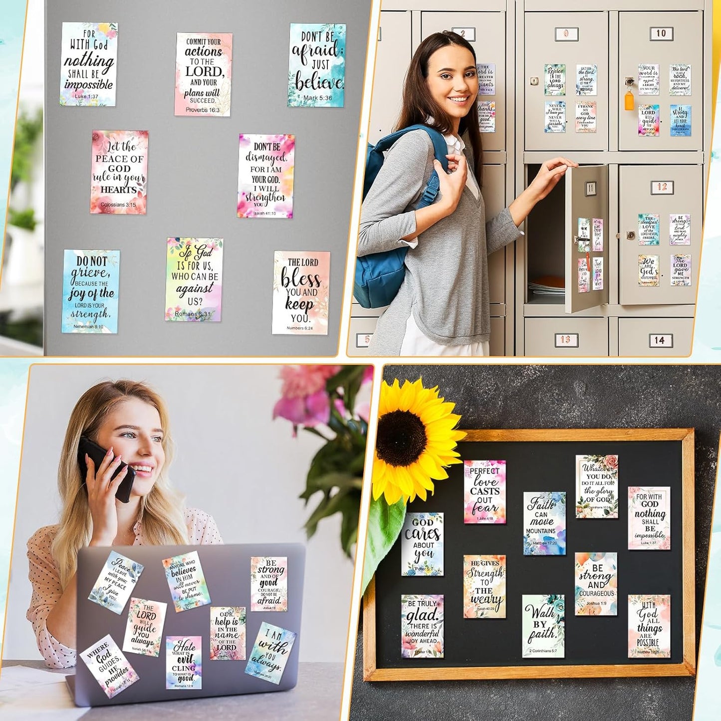 Blosssound 60 Pcs Inspirational Christian Magnets with Bible Verses Religious Refrigerator Magnet Motivational Quotes Fridge Scripture Positive Gifts for Home Office School Locker Decor(Scenery)