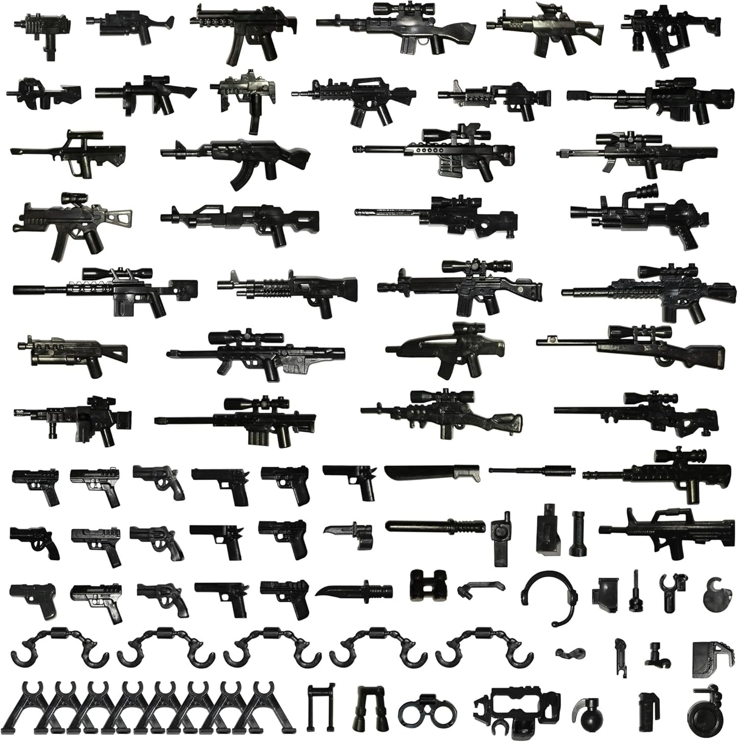Weapons Pack Military Toy Set Building Blocks Model for Soldier Figures, Army Equipment Gear Kit Pieces and Parts Accessories Compatible with Major Brand