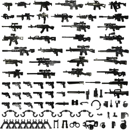 Weapons Pack Military Toy Set Building Blocks Model for Soldier Figures, Army Equipment Gear Kit Pieces and Parts Accessories Compatible with Major Brand