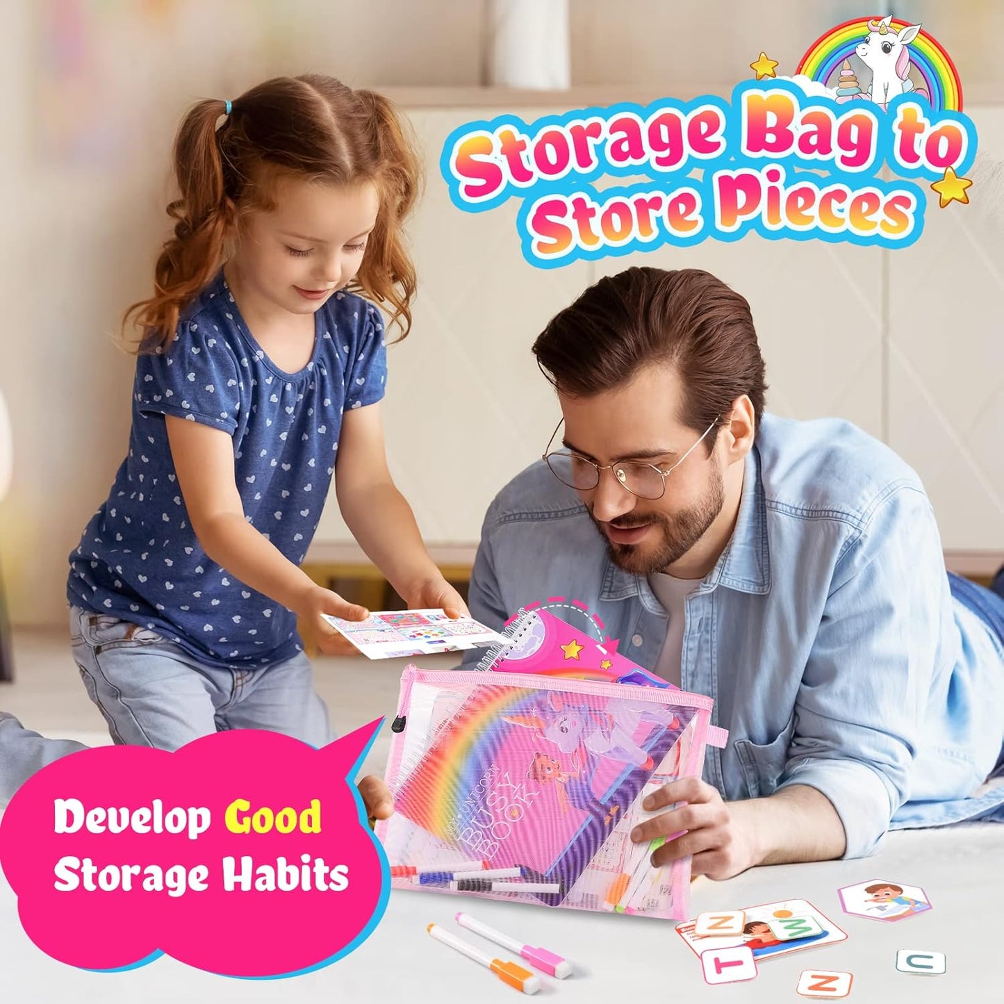 MDINGTD Dinosaur Toys for Kids 3-5, My Preschool Busy Book Montessori Toys for 3 4 5 6 7 Year Old Boys Girls Preschool Learning Homeschool Activities Birthday Gifts for Kids Ages 2-4 5-7