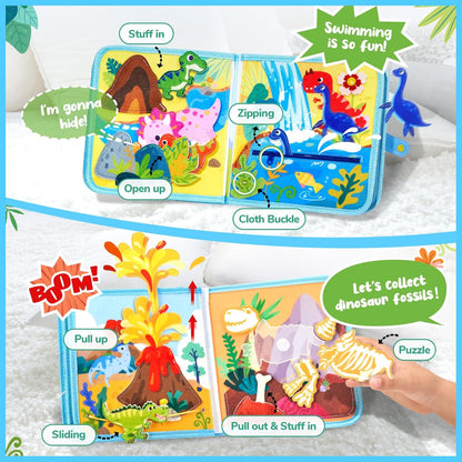 JoyCat Ocean Busy Book for Toddlers 1-3 - Travel Toy Activity Book for 1 2 3 Year Old Boys Girls, Educational Travel Toy with Sea Animals & Life Skills, Easter Basket Stuffers Kid, Autism Sensory Toys