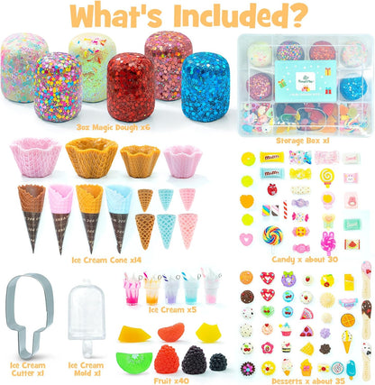 SIMPLIPLAY Mermaid Sensory Kit, 18oz 6 Pcs Glitter Doughs with Accessories(150 Pcs+), Non-Toxic Play Dough Set, Sensory Dough Kit for Toddlers 3 4 5 6 Year Old with Cutter, Mermaid Toys