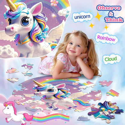 72 Pieces Shimmery Jumbo Mermaid Floor Puzzle for Girls 3-5 4-6 Age Floor Puzzles for Boys and Girls Large Round Floor Jigsaw Puzzles (Mermaid)