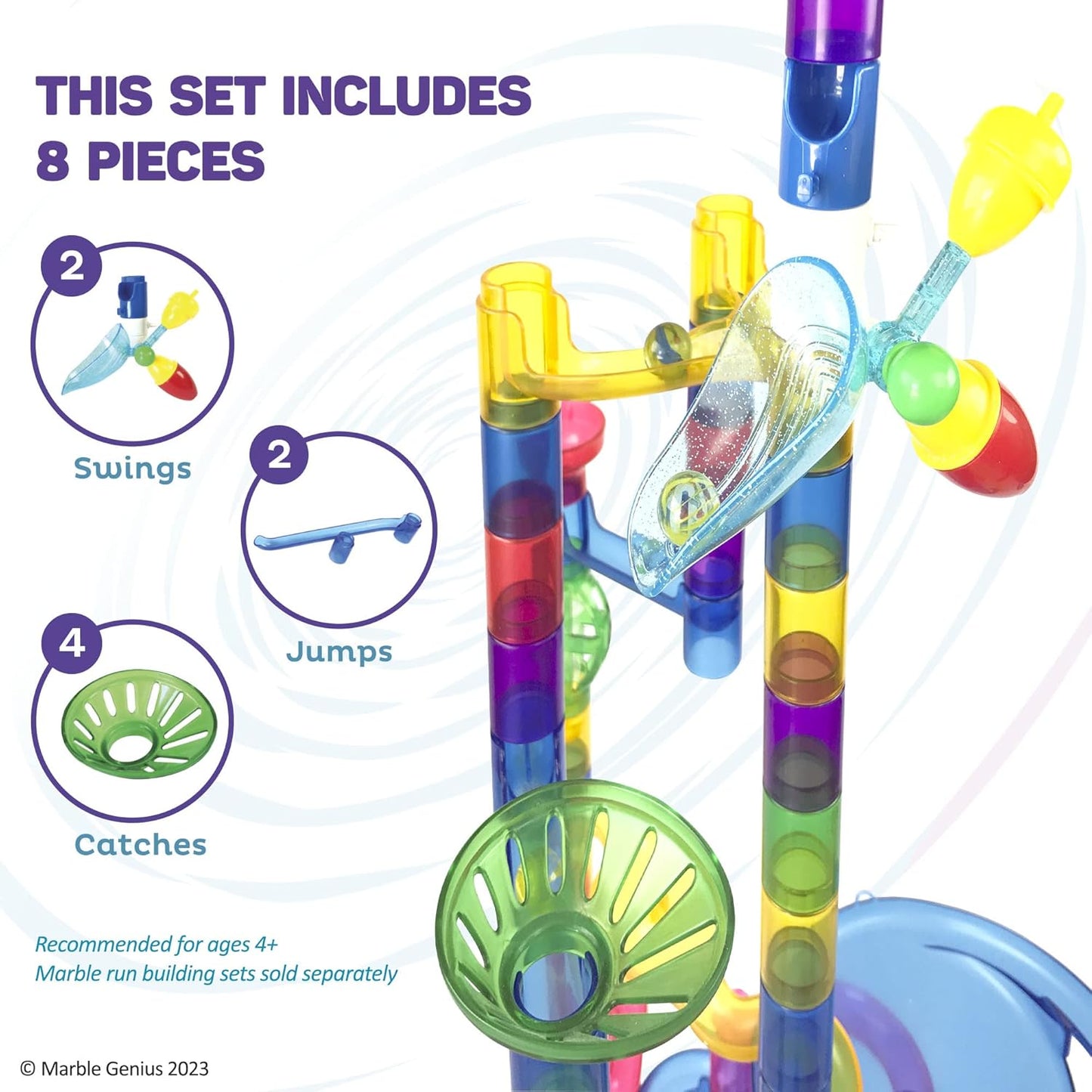 Marble Genius Stable Bases, 4pcs Marble Run Accessory Set for Kids Ages 4+, Fun Ultimate Marble Track Race Add-on Kit for Teens STEM