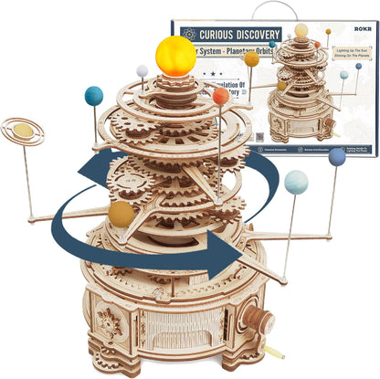 ROKR 3D Wooden Puzzles for Adults-Orrery Solar System Model Kit-Crafts for Adults Teens-Gift for Father's Day