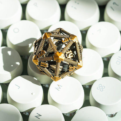 UDIXI Steampunk Metal Dice Set, 7 Die Polyhedral DND Dice Set for D&D Role Playing Game and Math Teaching (Ancient Copper)