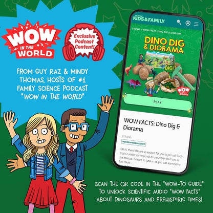 Wow in the World Dino DIG & Diorama | 10 Dig-Out Plaster Dinosaur Eggs, Prehistoric DIY Diorama, Companion Audio Content, Bonus Reusable Science Tool, STEM Toy for Kids 4+ by Thames & Kosmos