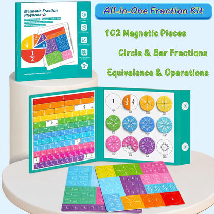 Magnetic Fraction Demonstration Book, Math Manipulatives for Elementary School, Homeschool & Classroom Supplies
