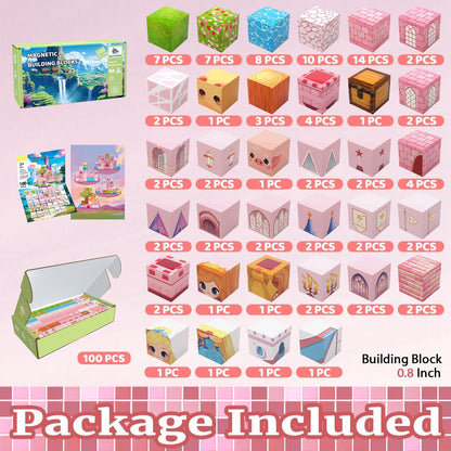 Magnetic Blocks, 150PCS Magnetic Building Blocks, Stacking Magnets for Kids, Sensory Toy for STEM Constructions Magnet Blocks for Girls Age 3+, Christmas Birthday Gifts (Snow Castle)
