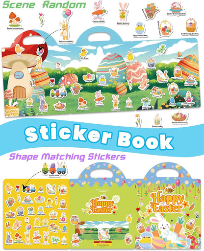 Walenced Reusable Sticker Book for Toddlers, Stickers for Kids, Toddler Sticker Book, Toddler Craft Activities, Toddler Travel Toys Ages 3 and Up Boy Girl Birthday Gifts