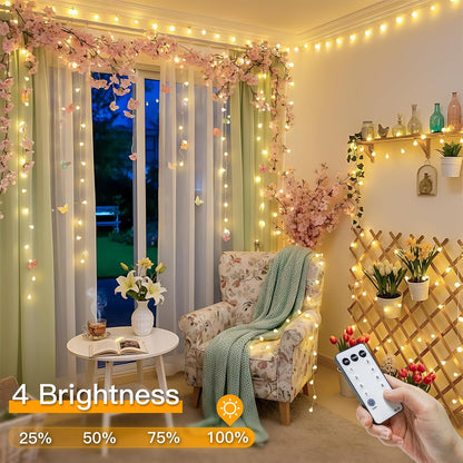 suddus String Lights for Bedroom, 66ft 200 Led Connectable Globe String Lights Indoor, Hanging Fairy Lights Plug in with Remote for Kids Room Dorm Classroom Outdoor Christmas Tree Decor, Warm White