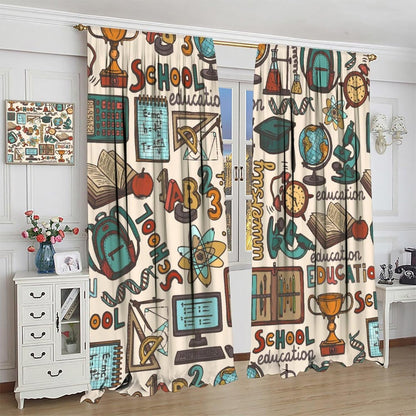 Science Physics Window Curtains, Abstract Math Chemistry Curtain Scientist Graffiti Print Window Treatments for Kids Teens Bedroom Living Room Kitchen Set 2 Panels,42x63 Inches
