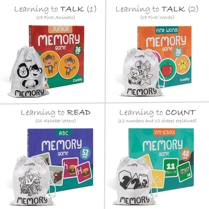 Montessori-Inspired Wooden Matching Game for Toddlers 2-4 Years - Durable, Scratch-Resistant 36 Card Set, Includes Carry Bag - Memory Game for Toddlers 2-4 Years - Cognitive Verbal Skills Development