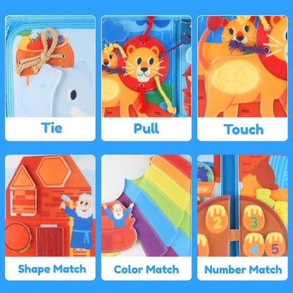 Ocean Busy Book for Toddlers 1-3, Montessori Quiet Book with 20 Activities, Travel Toy for Fine Motor Learning, Gift for Boys Girls