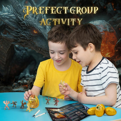 Dig a Dozen Dragon Egg Dig Kit-12 Pack Golden Dragon Eggs Excavation Science Toys with Tools & Mythical Learning Guide, Dragon Toys Gift 3-12 Year Old, Birthday Party Favors Gifts for Kids Boys Girls