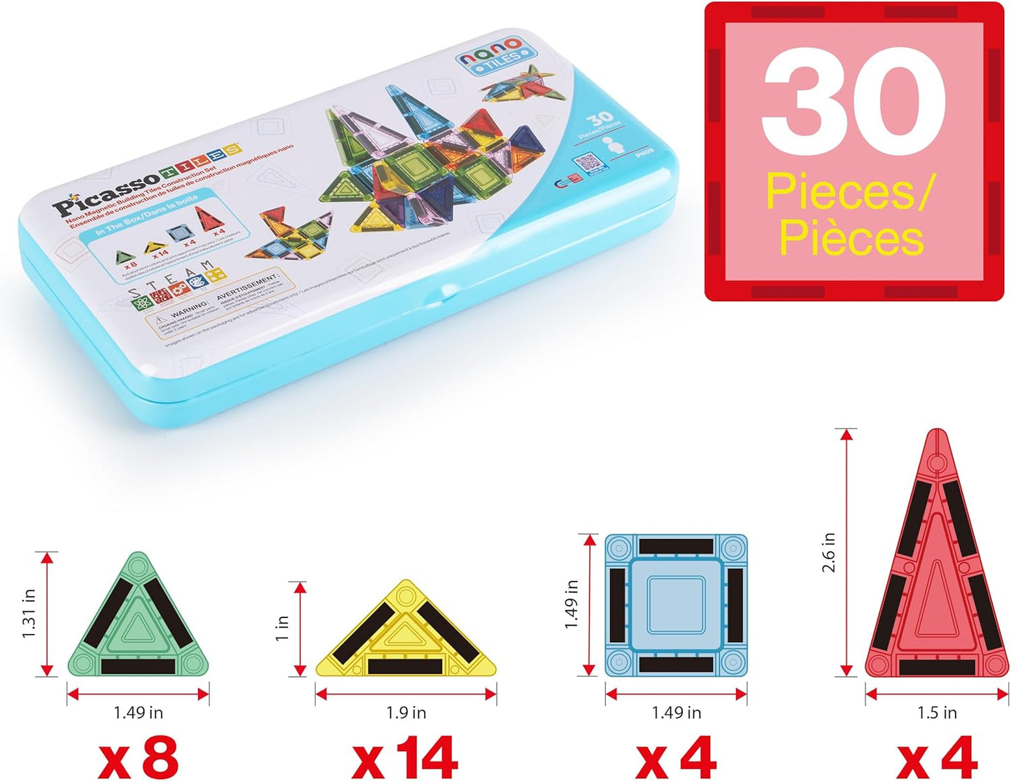 PicassoTiles Window and Door Clip On Magnetic Blocks Magnet Tiles Magnets Building Tile Construction Toy Set STEM Education Toys Learning Kit Stacking Block Playset Boys & Girls Age 3+ PT30