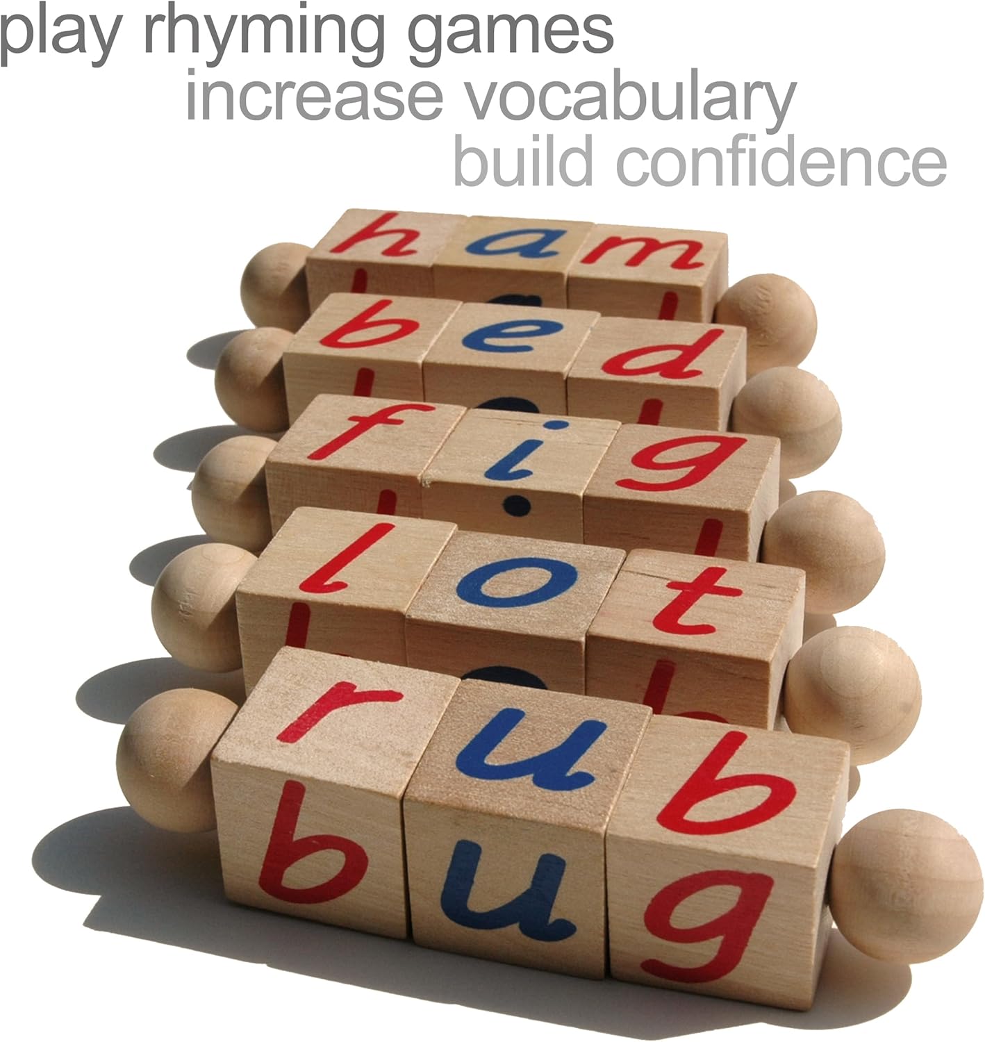 Phonetic Reading Blocks for The Beginning Reader | Tangible Preschool Learning Material | Phonic Word Building Activity Toy