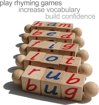 Phonetic Reading Blocks for The Beginning Reader | Tangible Preschool Learning Material | Phonic Word Building Activity Toy